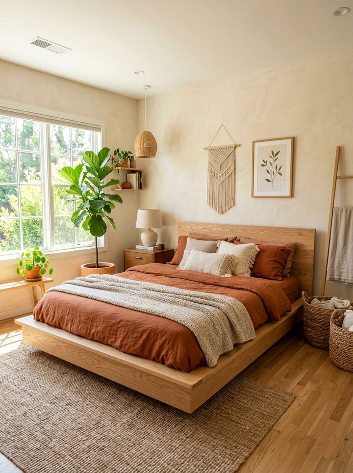 Natural wood platform bed - 30 bedroom bed frames