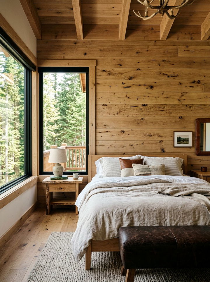 Natural wood shiplap bedroom - 30 bedroom shiplap walls