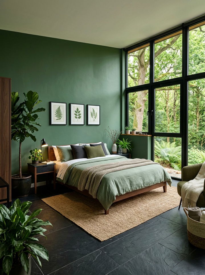 Nature Inspired Green Black Bedroom - 30 forest green and black bedroom ideas