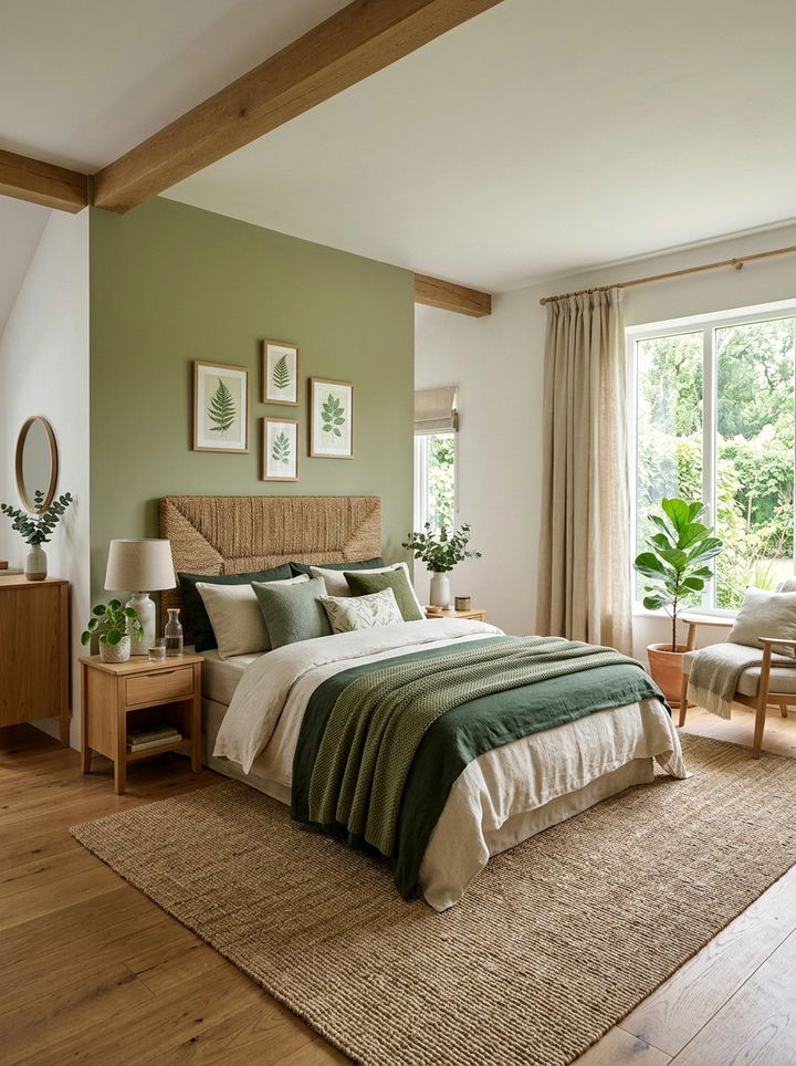 Nature inspired green bedroom - 30 botanical green bedroom ideas