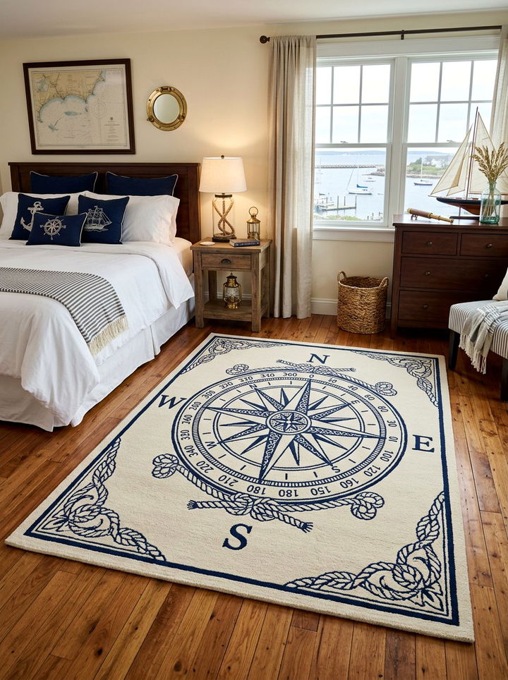 Nautical Compass Rug - 30 pirate bedroom ideas
