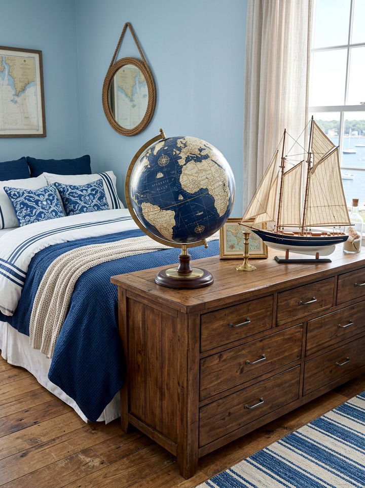 Nautical Navy Globe - 30 bedroom globes