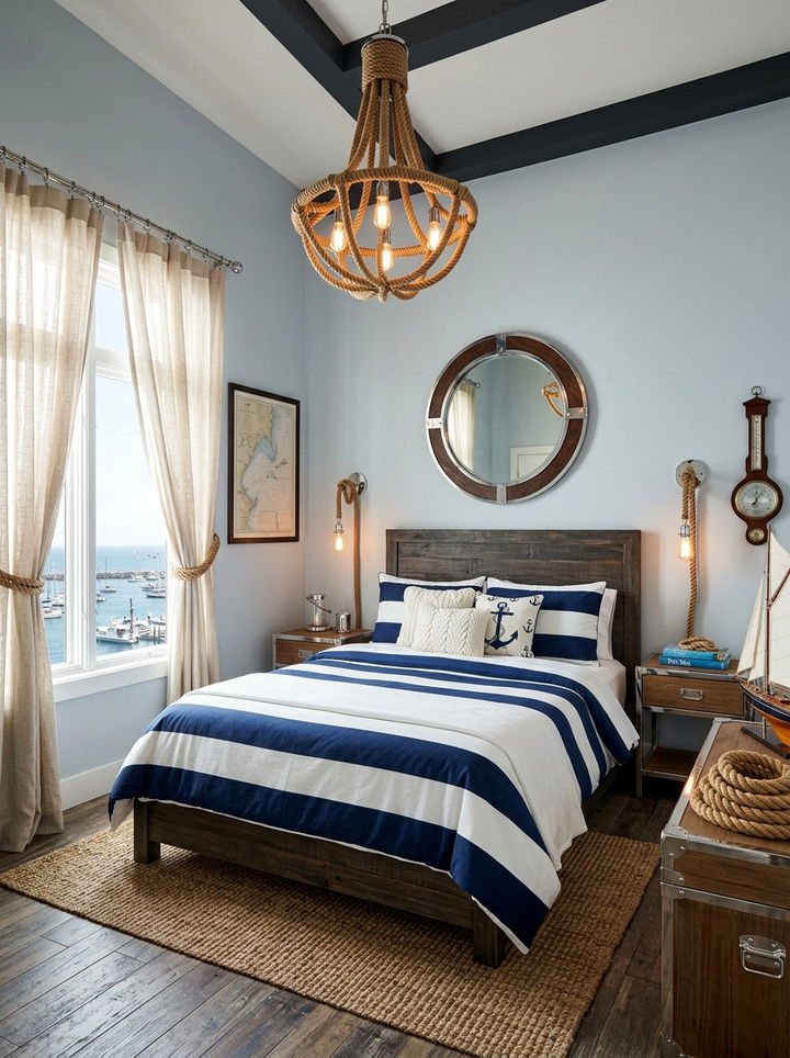 Nautical Rope Bedroom - 30 ocean themed bedroom ideas