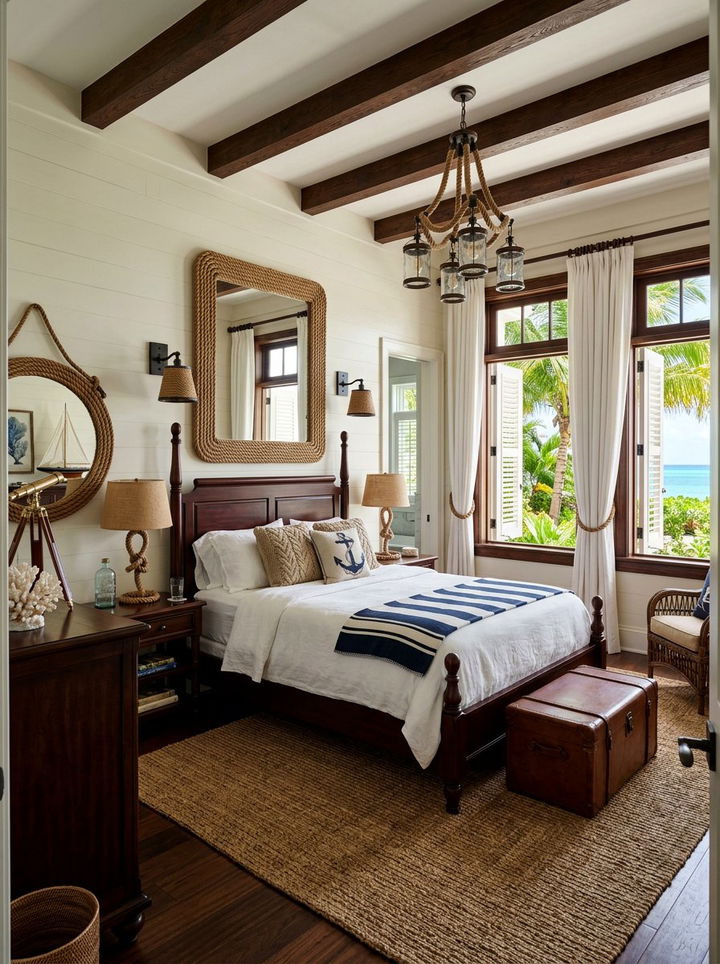 Nautical Rope Detail - 30 Caribbean bedroom ideas