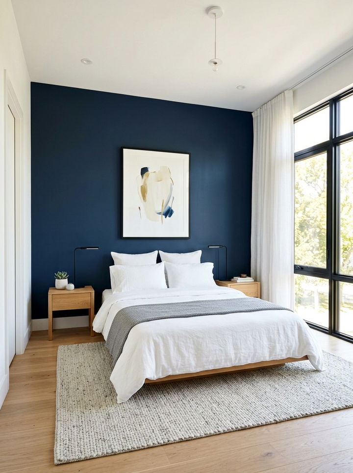 Navy Accent Wall Bedroom - 30 minimalist navy bedroom ideas