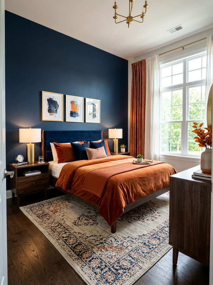 Navy And Burnt Orange Bedroom - 30 orange and blue bedroom color combo