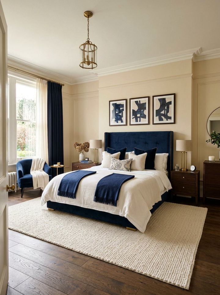 30 Contemporary Navy Bedroom Ideas for a Moody Elegant Room