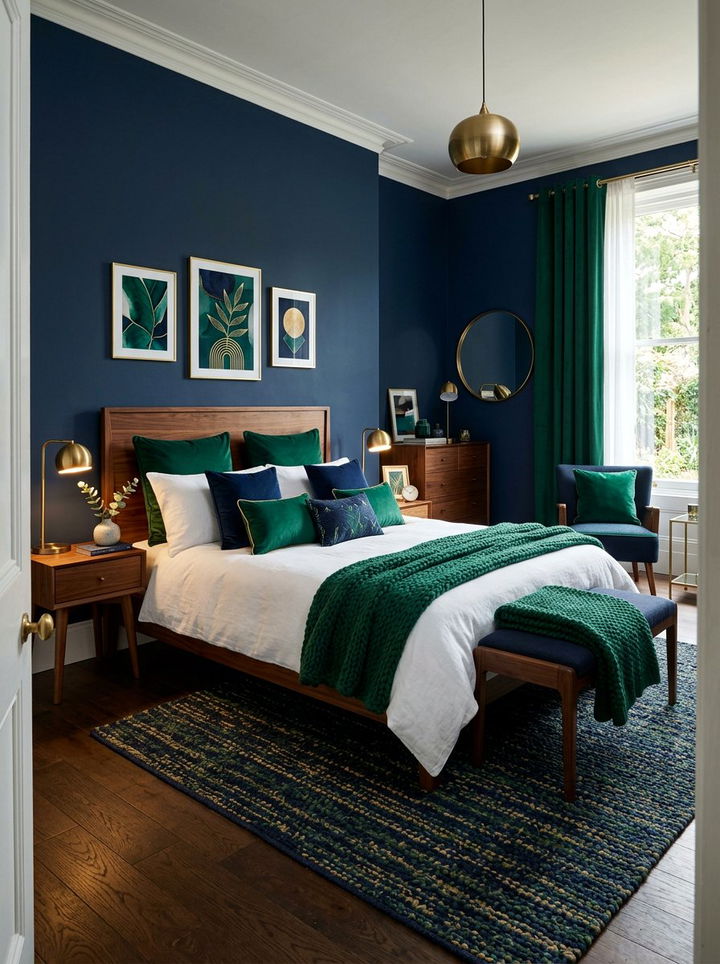 Navy And Emerald Green Bedroom - 30 contemporary navy bedroom ideas
