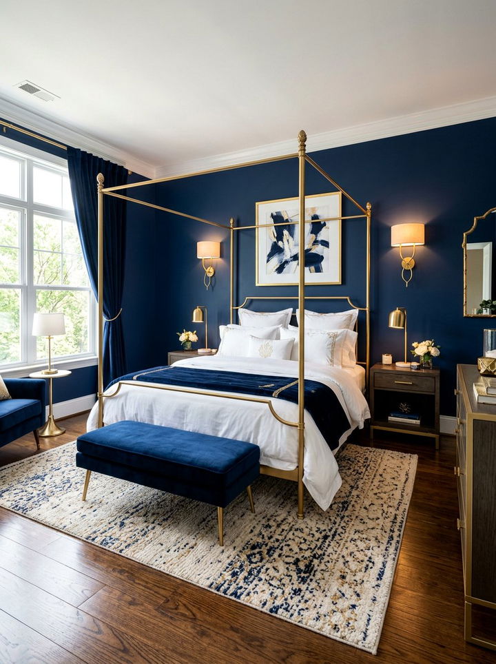 Navy And Gold Bedroom - 30 modern glam bedroom ideas