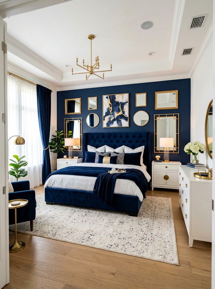 Navy And Gold Decor - 30 indigo bedroom ideas