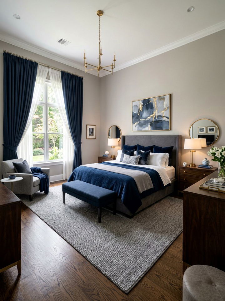 Navy And Grey Bedroom - 30 cool blue bedroom ideas