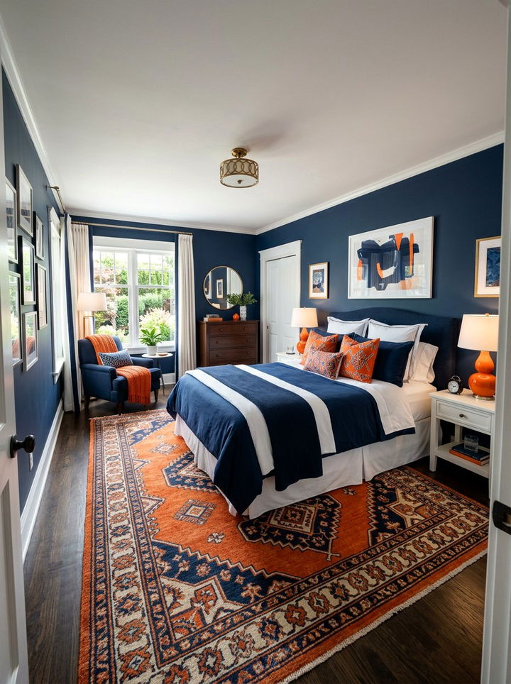 Navy And Orange Bedroom - 30 orange bedroom decor ideas