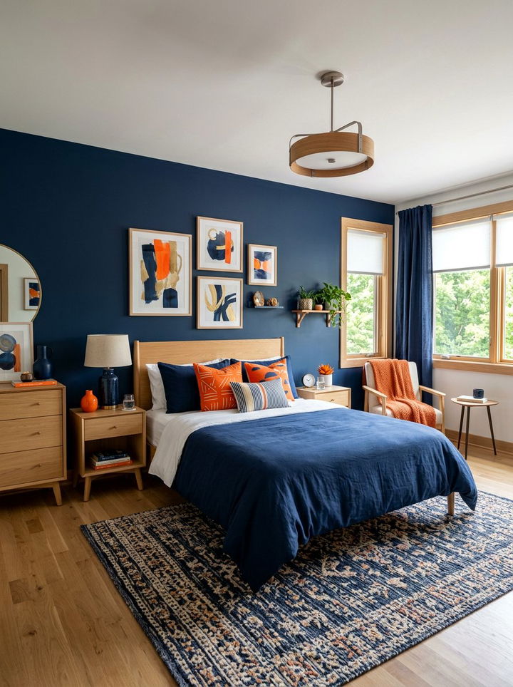 Navy And Orange Bedroom - 30 contemporary navy bedroom ideas