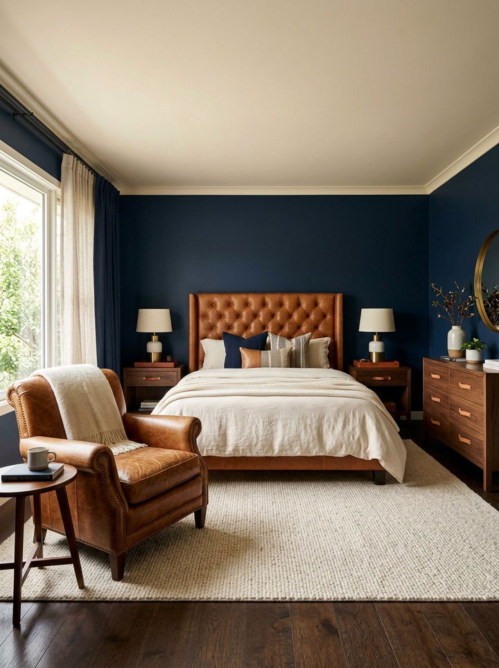 Navy And Tan Leather Bedroom - 30 contemporary navy bedroom ideas