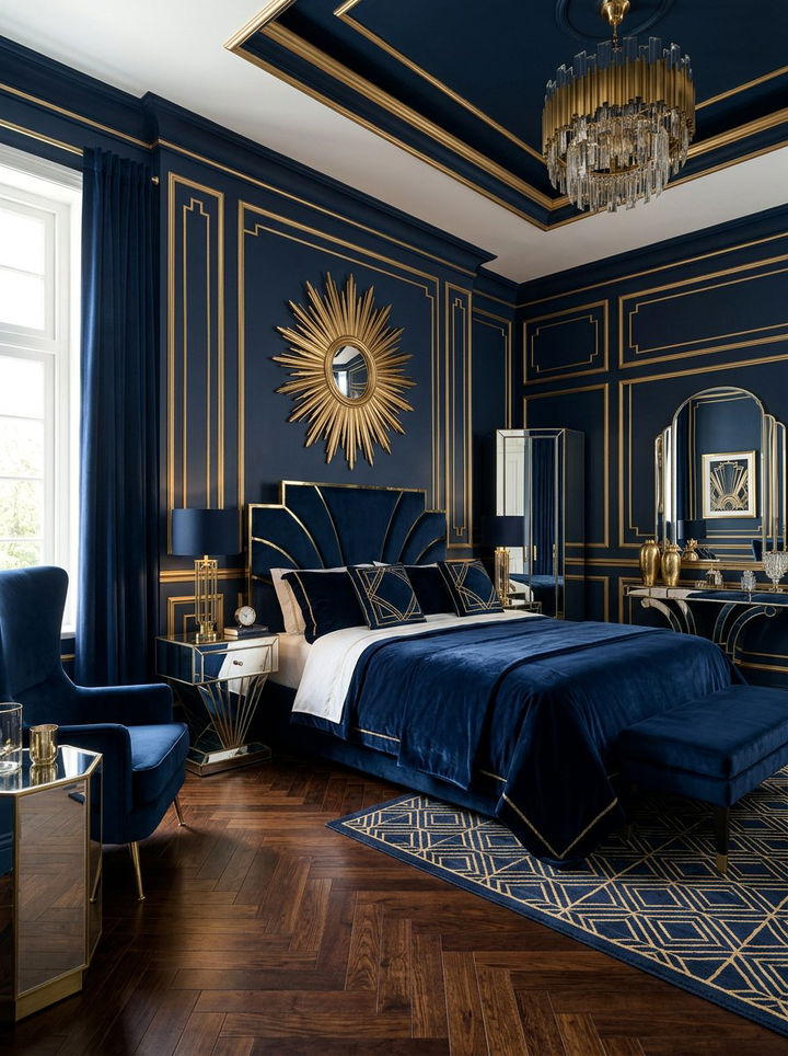 Navy Art Deco Bedroom - 30 navy bedroom design ideas