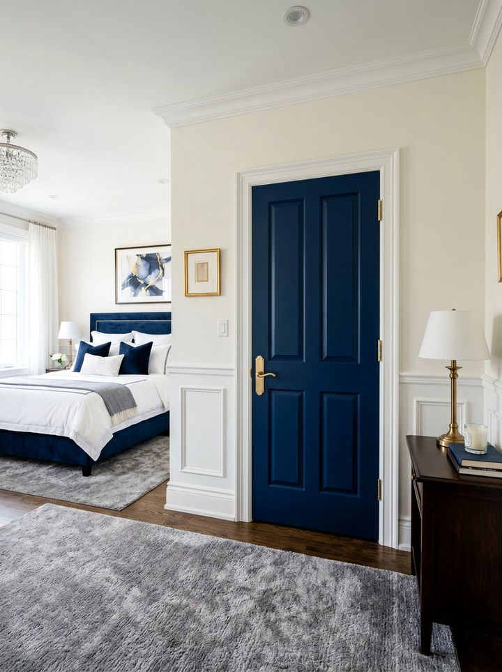 Navy Blue Accent Door - 30 bedroom door designs