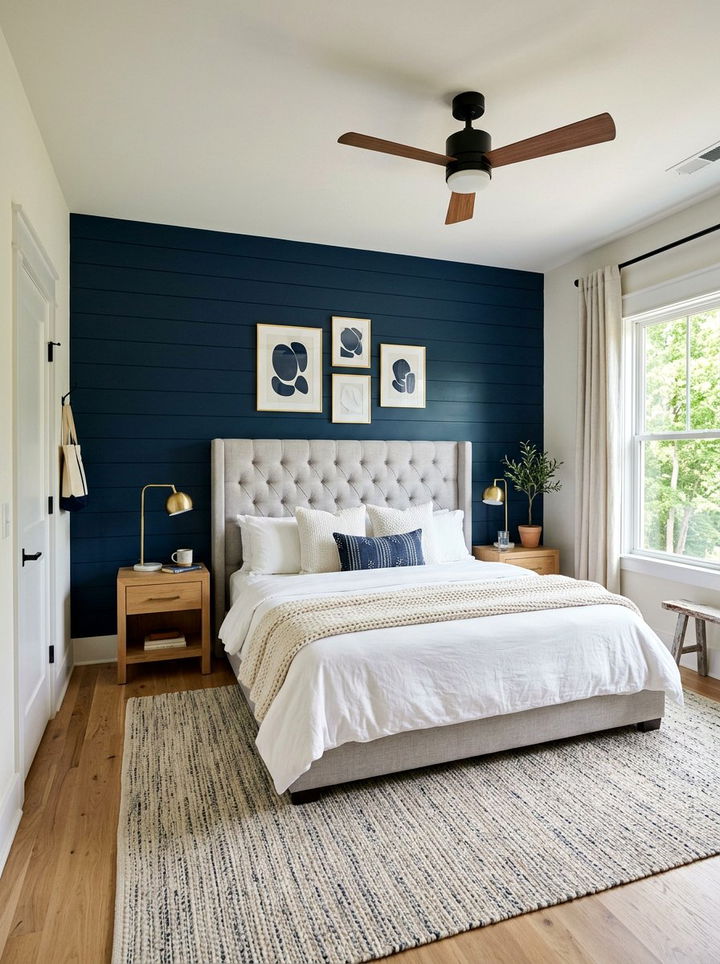 Navy Blue Accent Wall - 30 navy bedroom ideas
