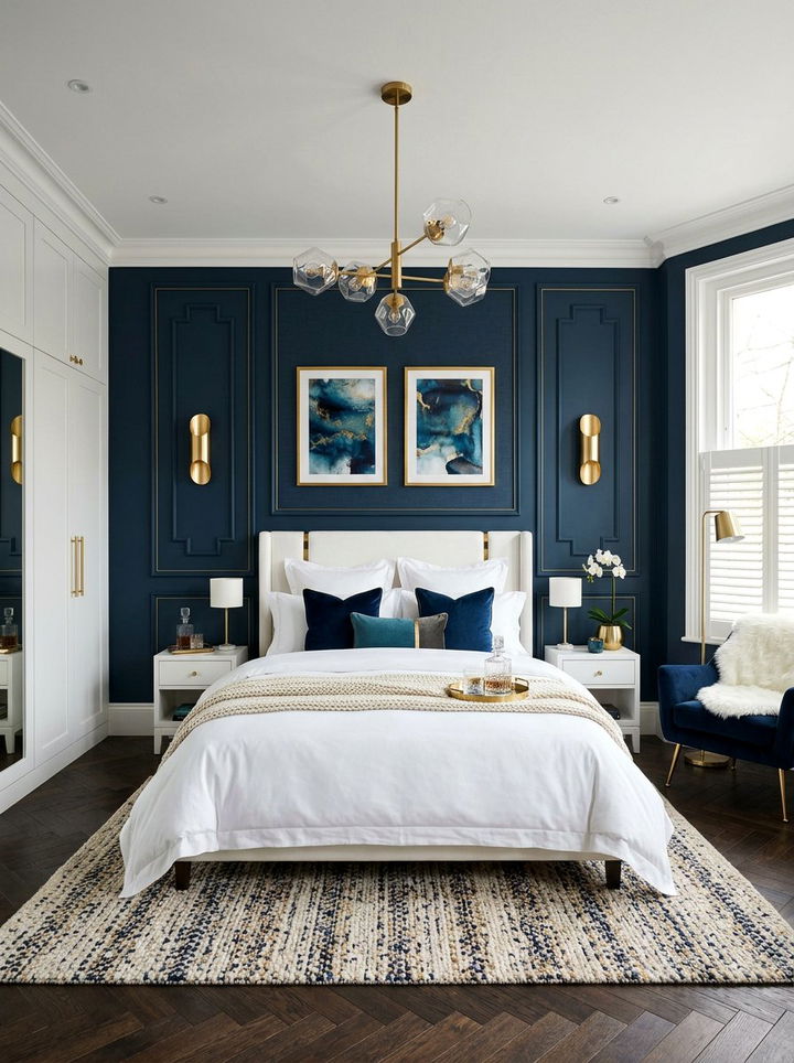 Navy Blue Accent Wall - 30 surfing bedroom ideas
