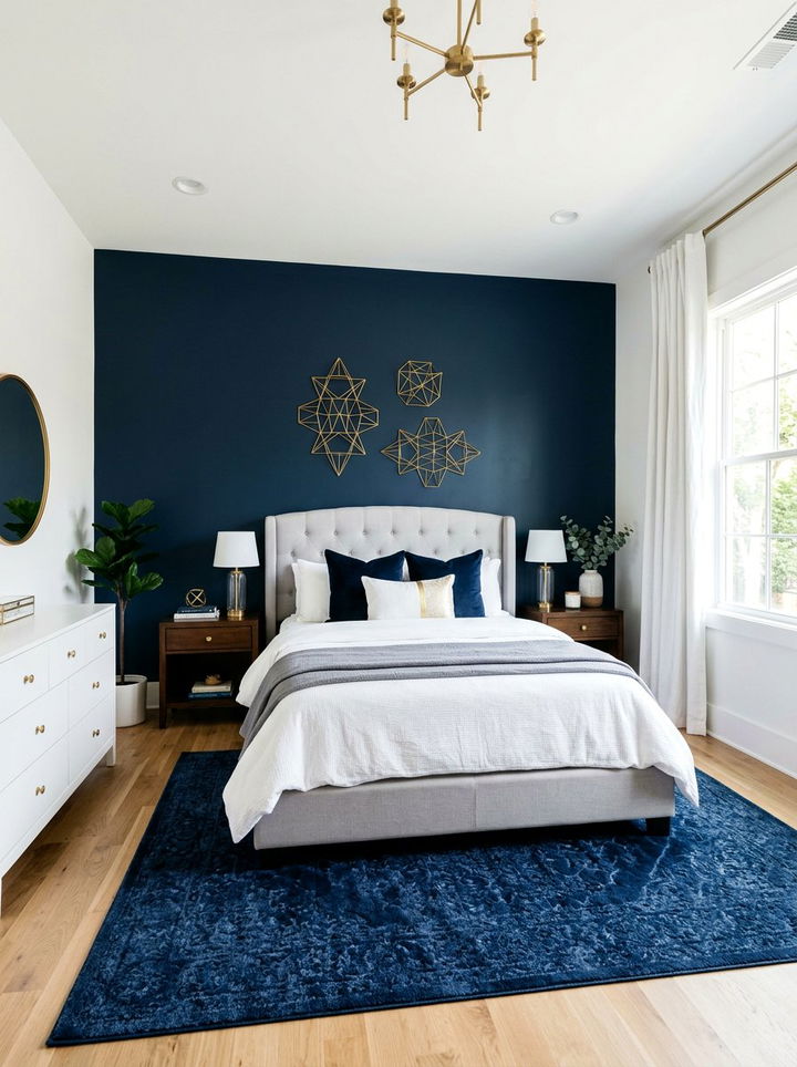 Navy Blue Accent Wall Bedroom - 30 young adult bedroom ideas
