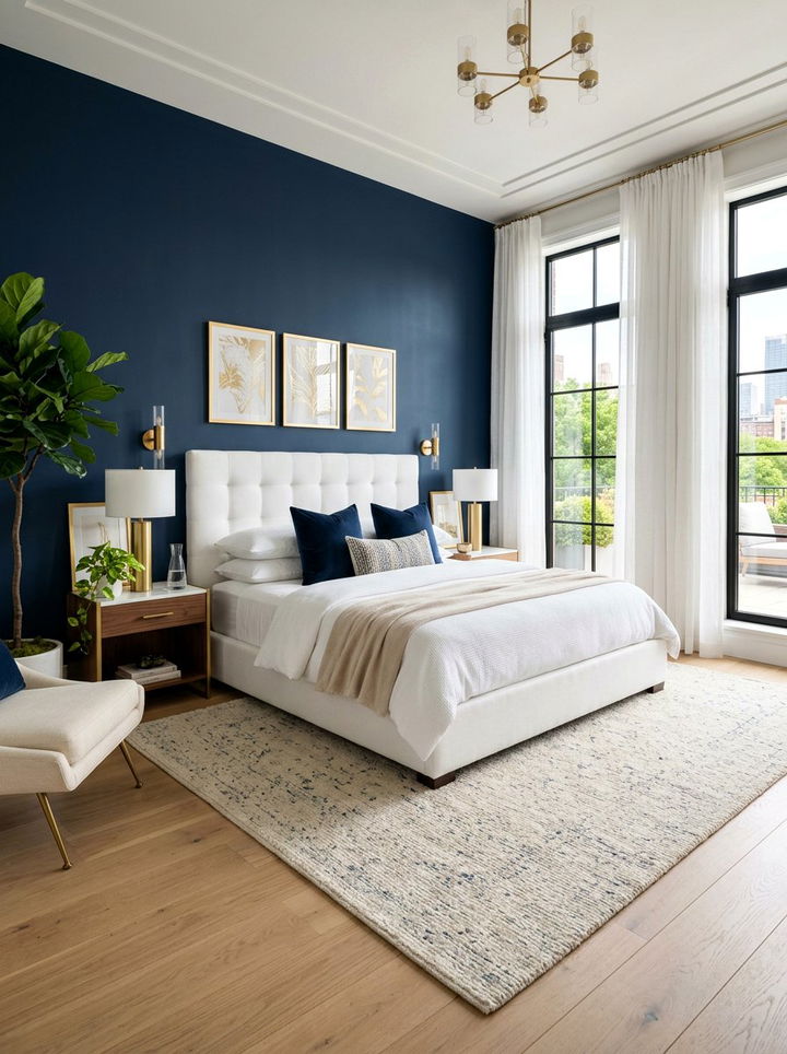 Navy Blue Accent Wall - 30 bedroom accent walls