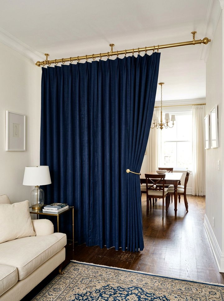 Navy Blue Accent - 30 bedroom curtain dividers