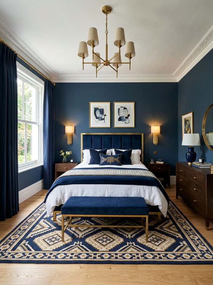 Navy Blue And Brass Bedroom - 30 navy blue bedroom ideas