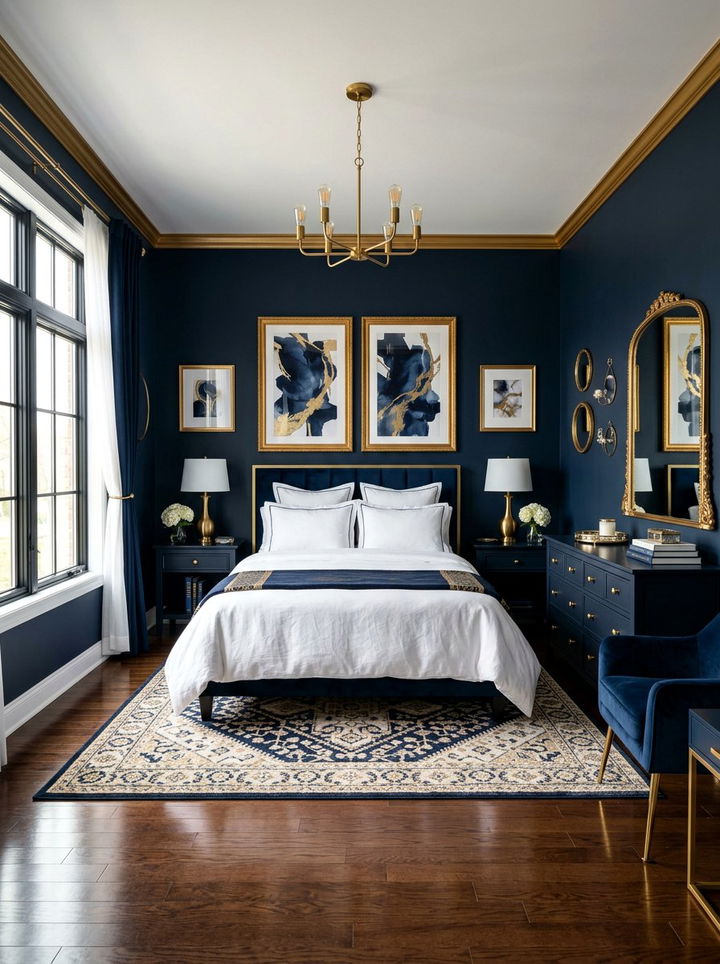 Navy Blue And Gold Bedroom - 30 gold bedroom decor ideas