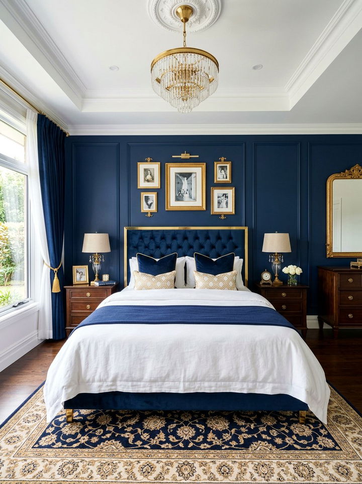 Navy Blue And Gold Bedroom - 30 jewel tone bedroom ideas
