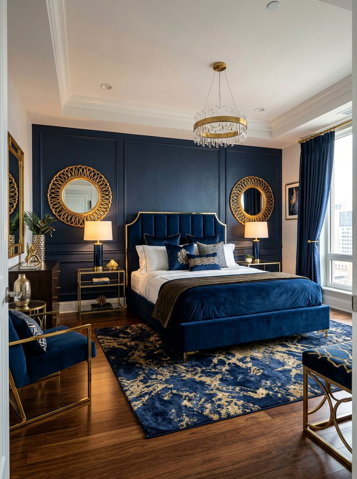 Navy Blue And Gold Bedroom - 30 navy blue bedroom ideas