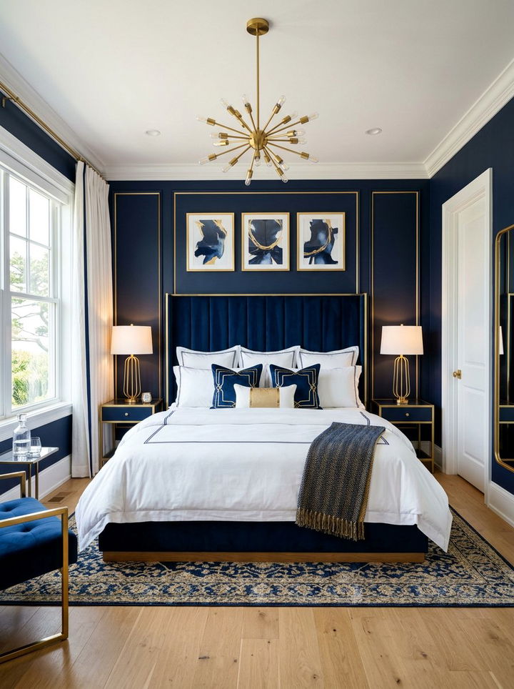 Navy Blue And Gold Bedroom - 30 beach themed bedroom ideas