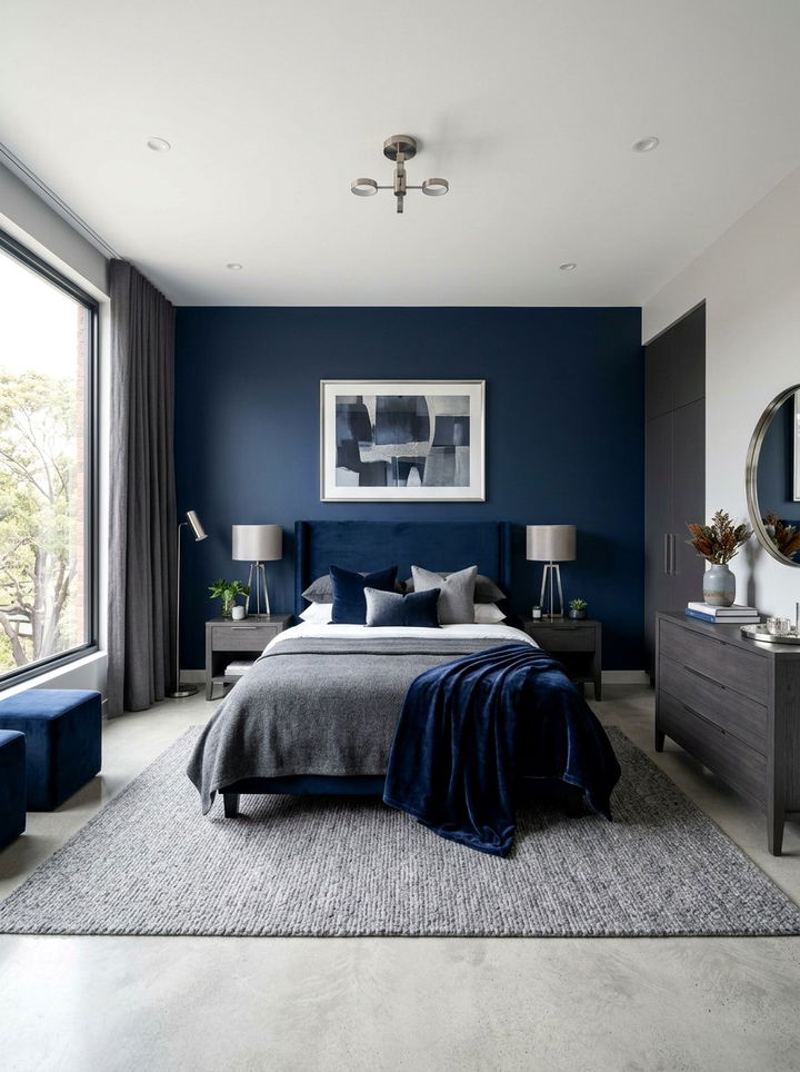 Navy Blue And Grey Bedroom - 30 navy blue bedroom ideas