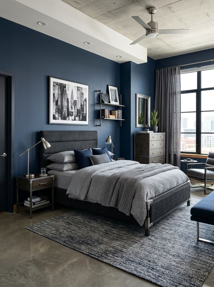 Navy Blue And Grey Bedroom - 30 blue bedroom design ideas