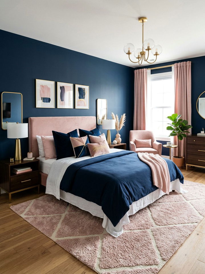 Navy Blue And Pink Bedroom - 30 navy blue bedroom ideas