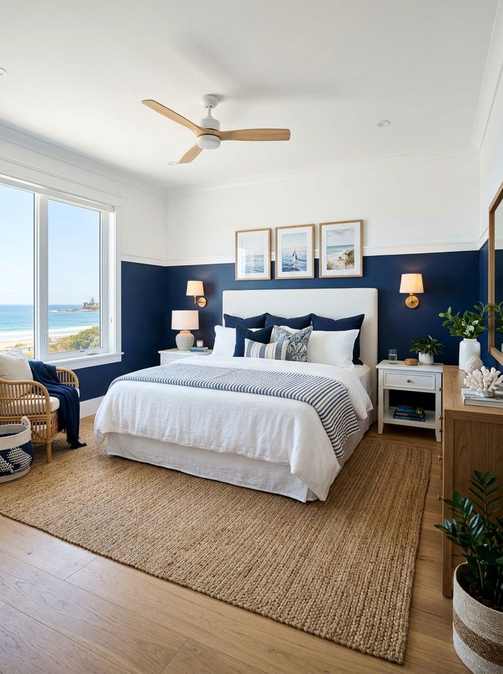 Navy Blue And White Wall - 30 bedroom two tone walls