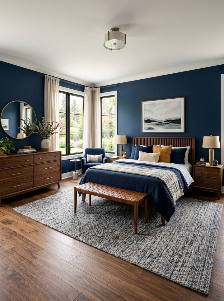 Navy Blue And Wood Bedroom - 30 modern navy bedroom ideas