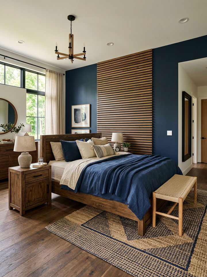 Navy Blue And Wood Bedroom - 30 navy blue bedroom ideas