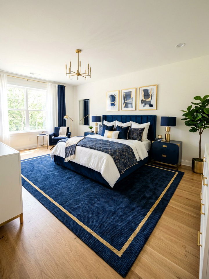 30 Sophisticated Navy Gold Bedroom Ideas for a Luxury Feel