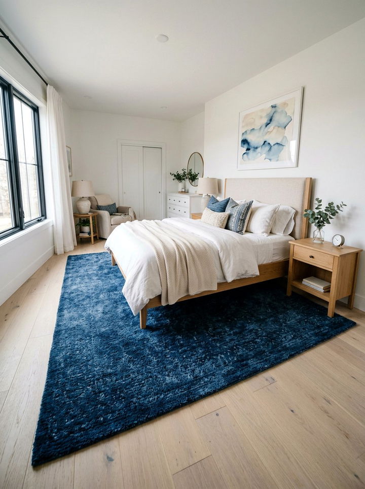 Navy Blue Area Rug - 30 indigo bedroom ideas