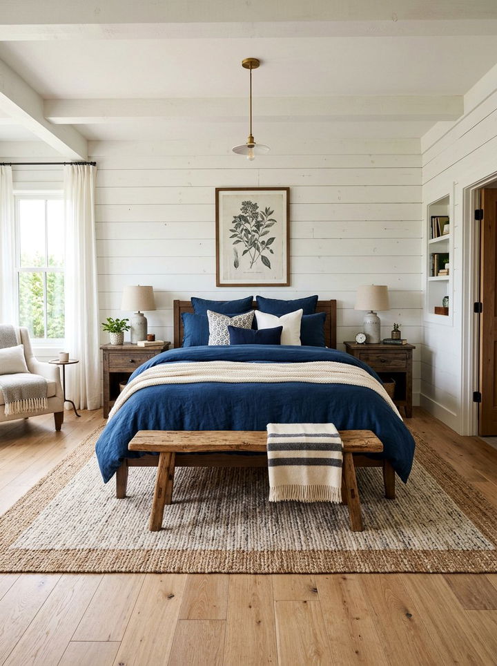 Navy Blue Bedding - 30 rustic navy bedroom ideas