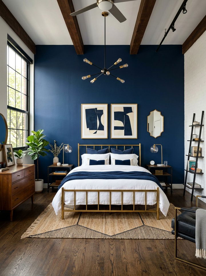 Navy Blue Bedroom - 30 loft style bedroom ideas