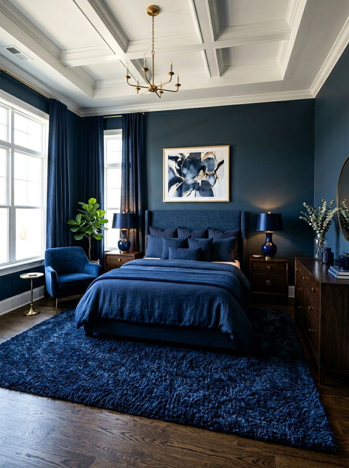 Navy Blue Bedroom - 30 monochromatic bedroom ideas