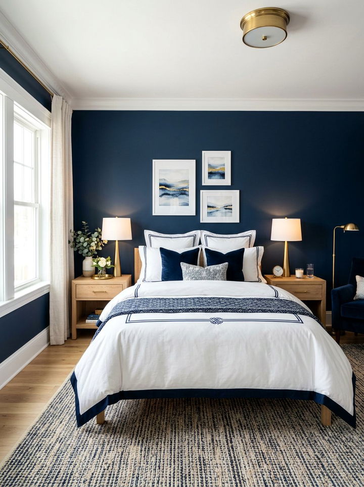 Navy Blue Bedroom - 30 New England bedroom ideas