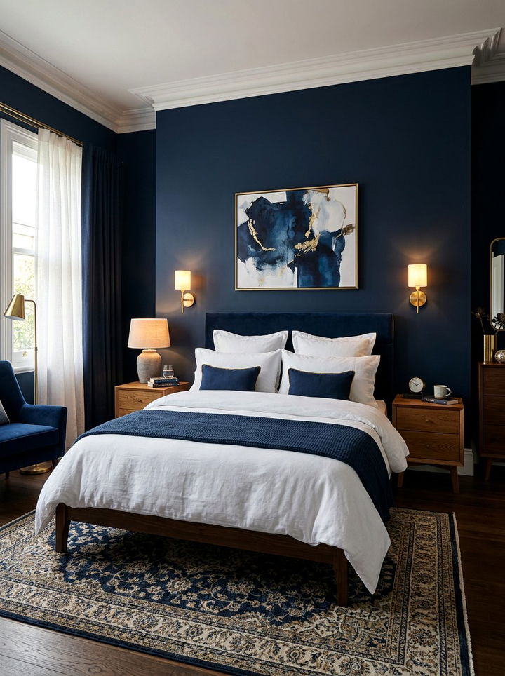 Navy Blue Bedroom - 30 soothing bedroom color ideas