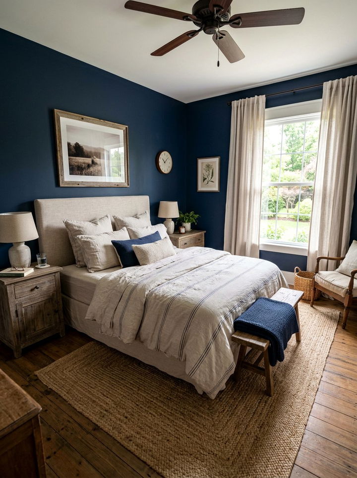 Navy Blue Bedroom Linen Bedding - 30 dark navy bedroom ideas