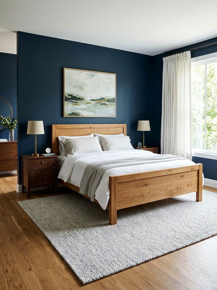 Navy Blue Bedroom Wood Furniture - 30 dark navy bedroom ideas