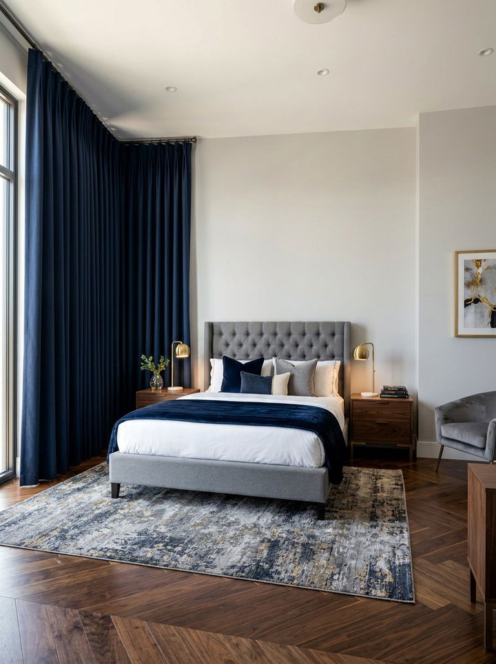 Navy Blue Blackout Curtains - 30 bedroom curtain ideas