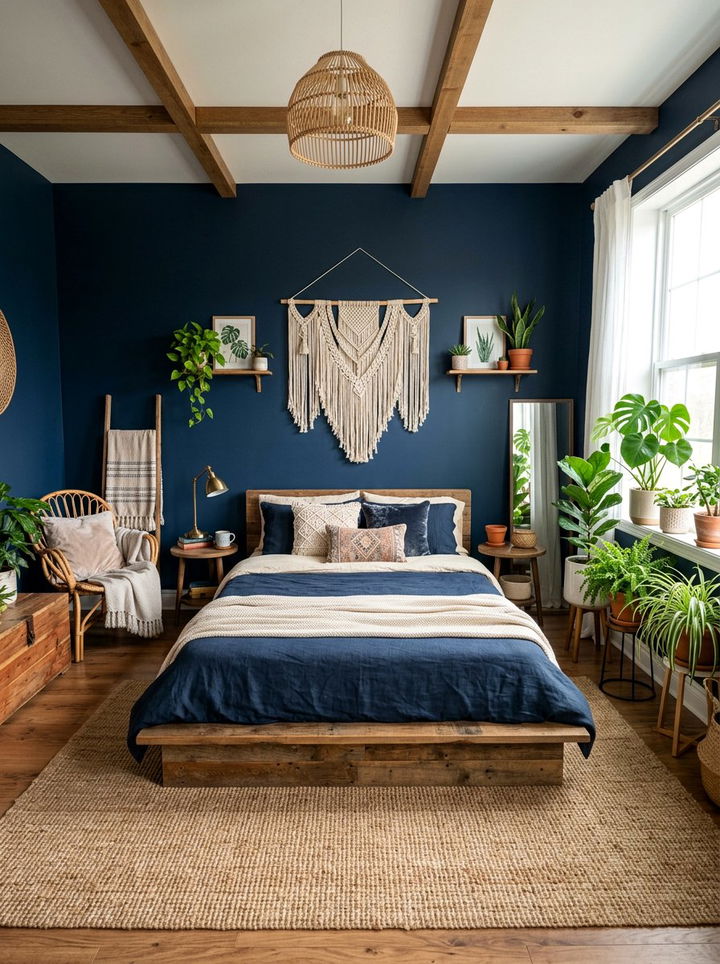 Navy Blue Bohemian Bedroom - 30 bohemian blue bedroom ideas