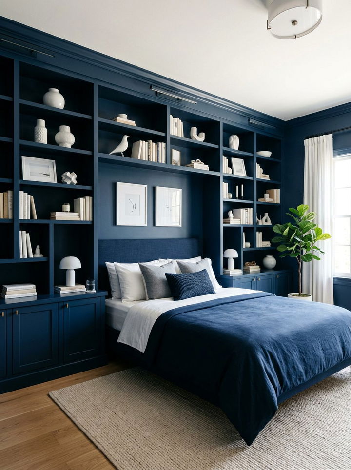 Navy Blue Built In Shelves - 30 contemporary navy bedroom ideas