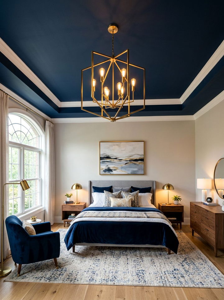 Navy Blue Ceiling - 30 contemporary navy bedroom ideas