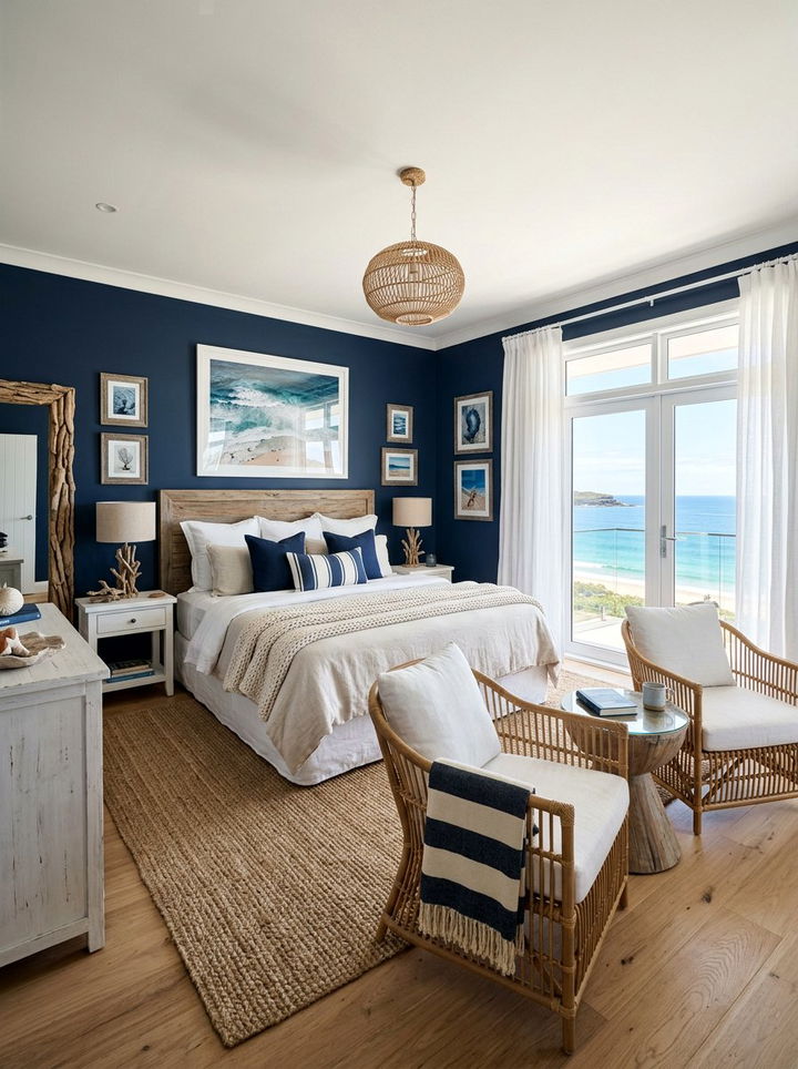 Navy Blue Coastal Bedroom - 30 bedroom navy walls